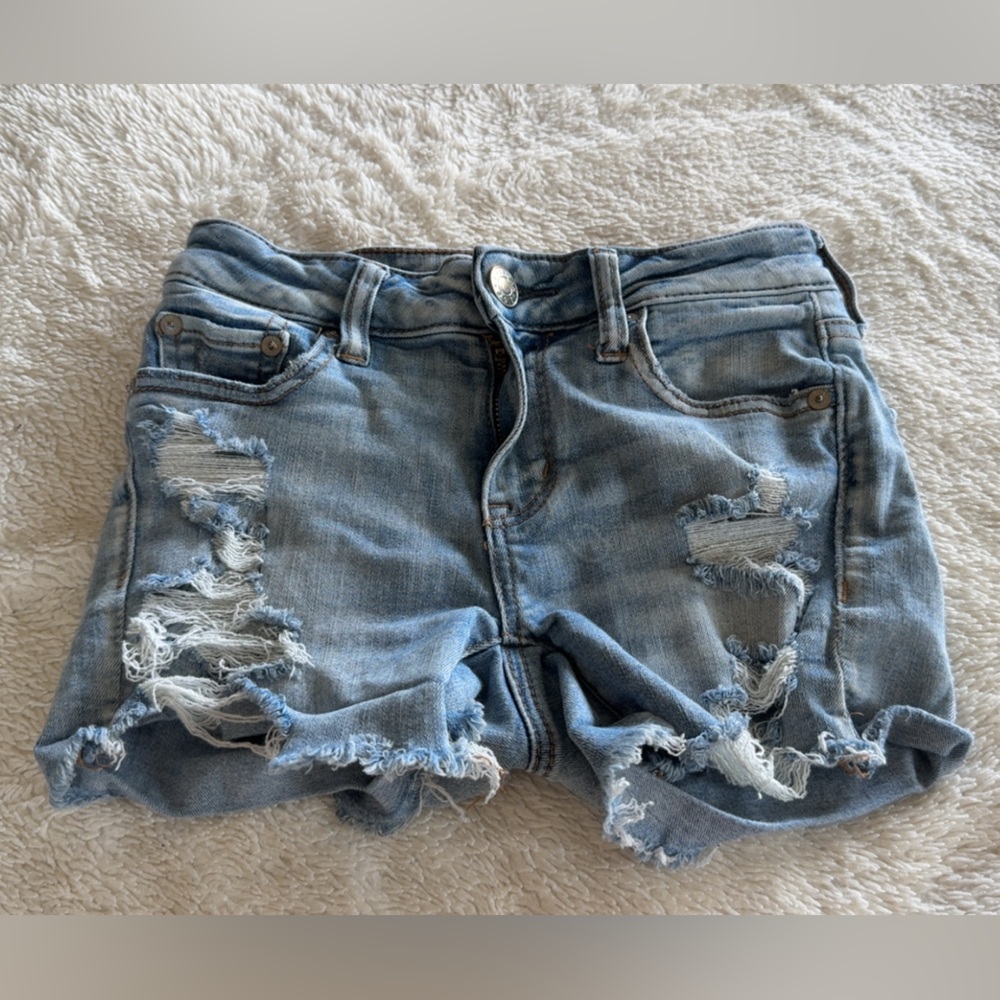 American Eagle Outfitters Light Blue Distressed Shorts